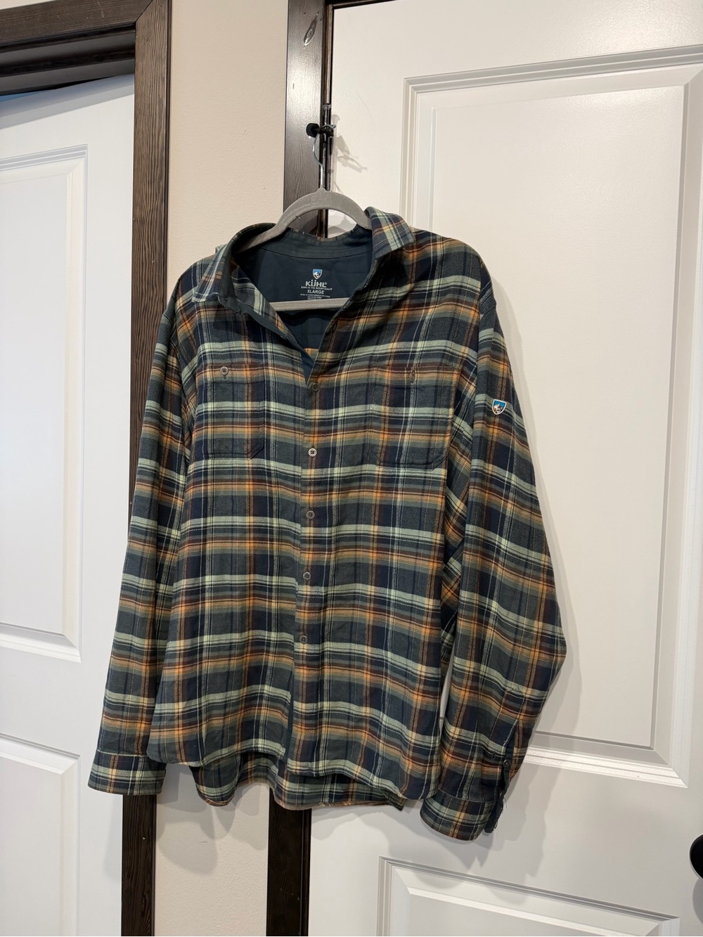 Kuhl Men's Plaid Button-Down Shirt - Navy, Green & Orange